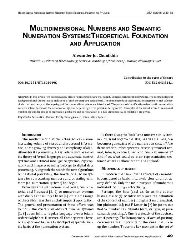 (PDF) Multidimensional Numbers and Semantic Numeration Systems ...