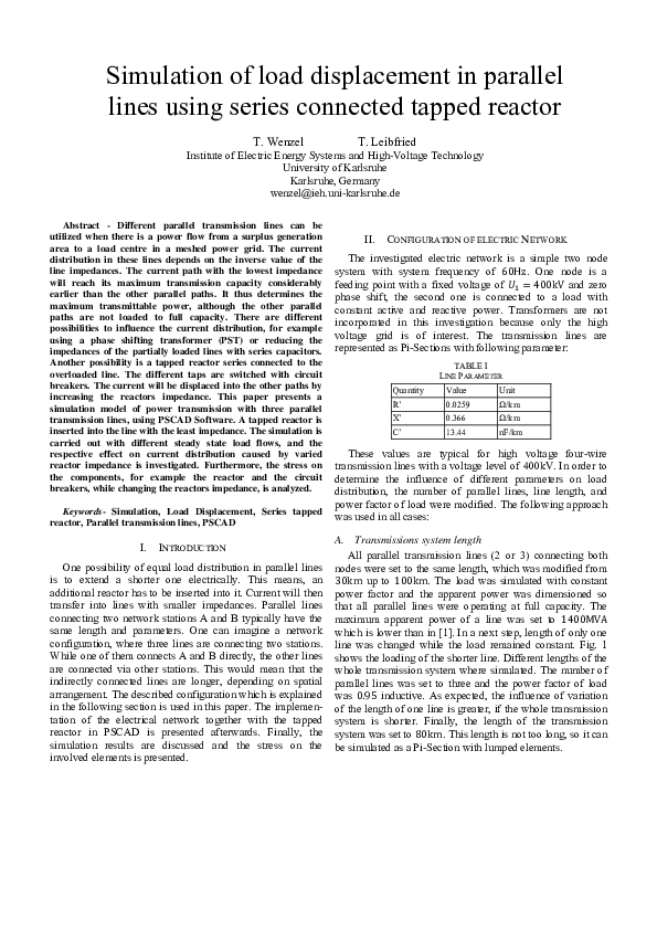 (PDF) Simulation of load displacement in parallel lines using series ...
