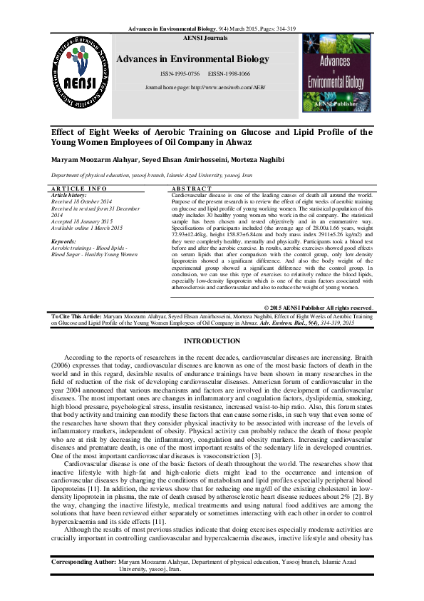 (PDF) Effect of Eight Weeks of Aerobic Training on Glucose and Lipid ...