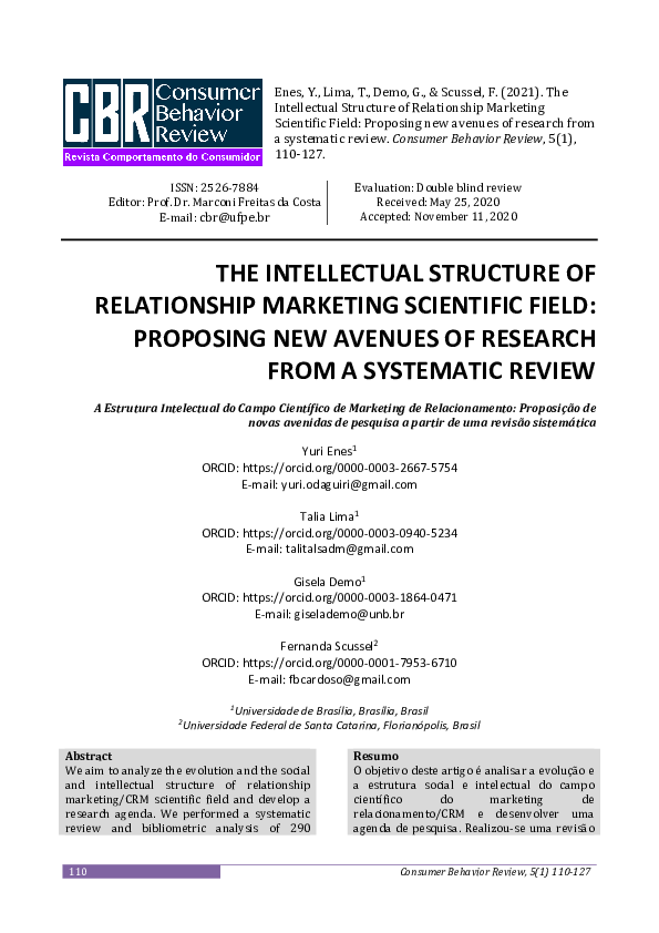 (PDF) The Intellectual Structure of Relationship Marketing Scientific ...