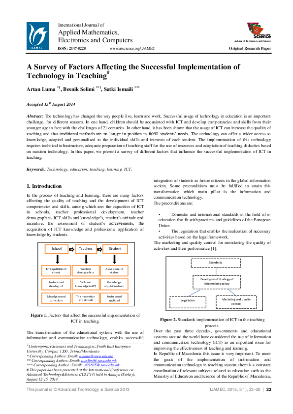 (PDF) A Survey of Factors Affecting the Successful Implementation of ...