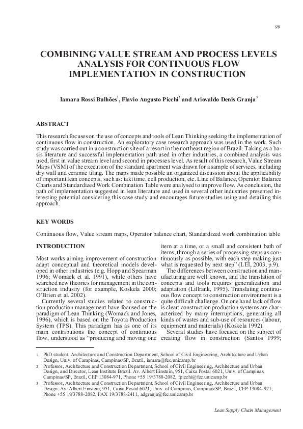 (PDF) Combining Value Stream and Process Levels Analysis for Continuous ...