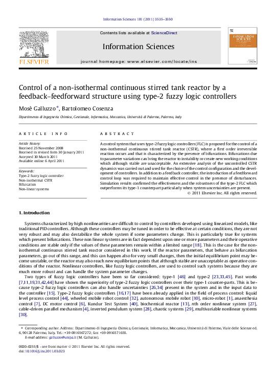(PDF) Control of a non-isothermal continuous stirred tank reactor by a ...