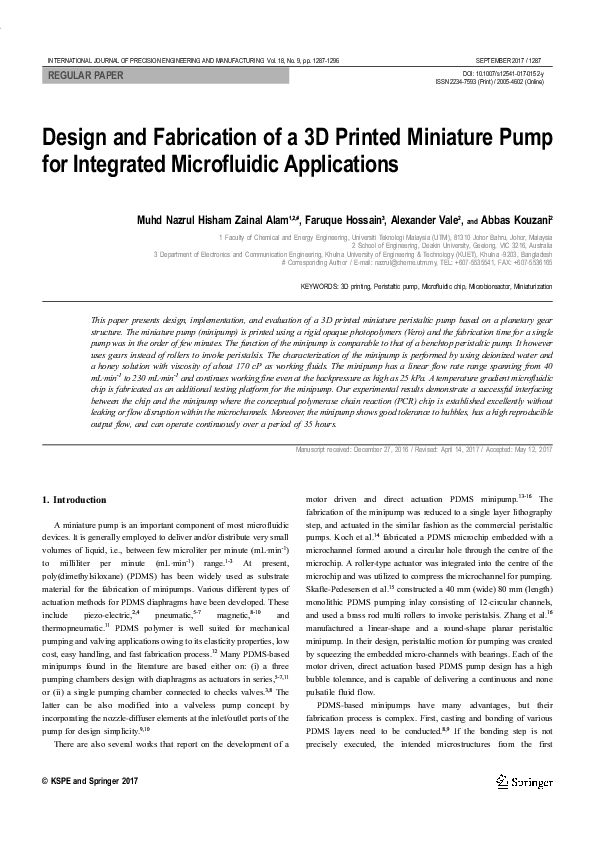 (PDF) Design and fabrication of a 3D printed miniature pump for ...