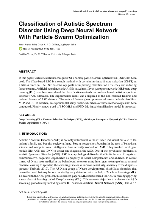 (PDF) Classification of Autistic Spectrum Disorder Using Deep Neural ...
