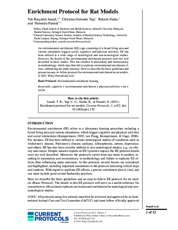 (PDF) Enrichment Protocol for Rat Models