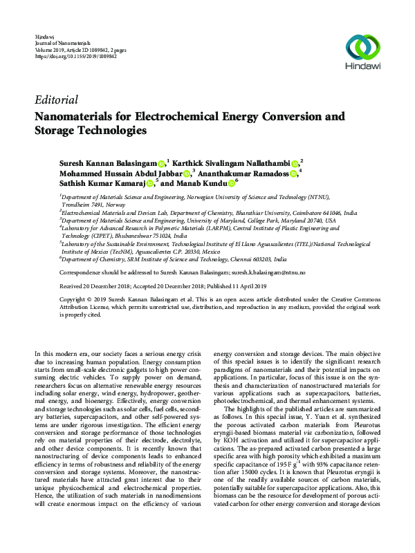 (PDF) Nanomaterials for Electrochemical Energy Conversion and Storage ...