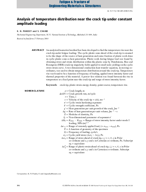 (PDF) Analysis of temperature distribution near the crack tip under ...