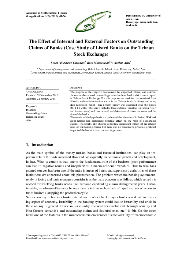 (PDF) The Effect of Internal and External Factors on Outstanding Claims ...