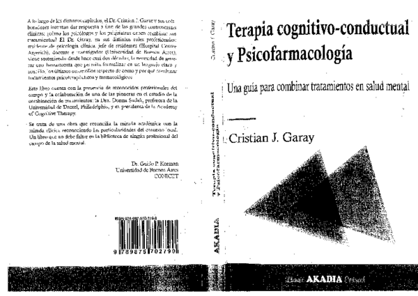 (PDF) Garay. Terapia cognitivo-conductual y psicofarmacología