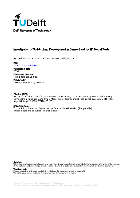 (PDF) Investigation of Soil-Arching Development in Dense Sand by 2D ...