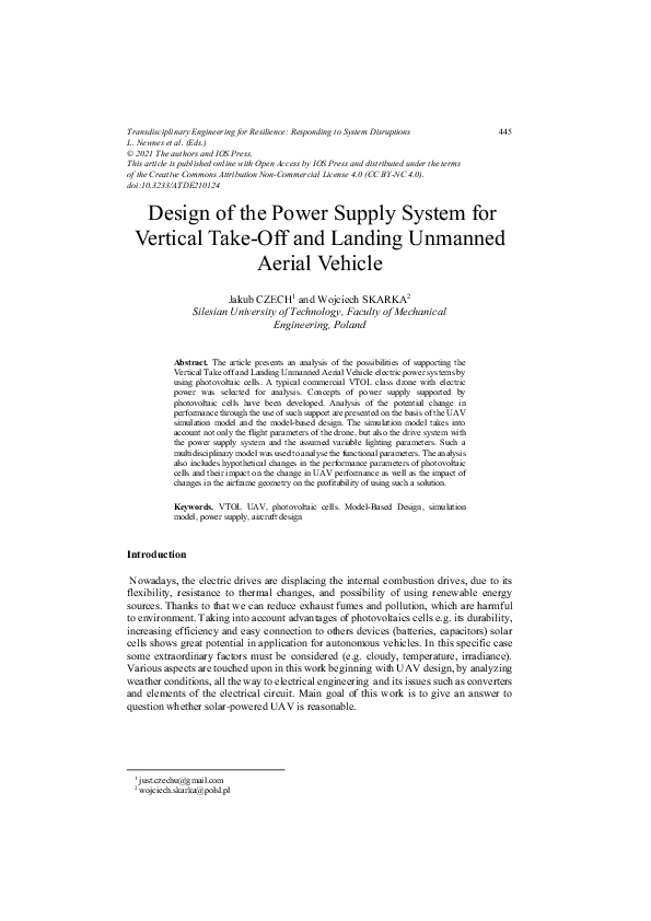 (PDF) Design of the Power Supply System for Vertical Take-Off and ...