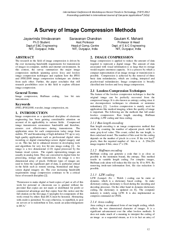 (PDF) A Survey of Image Compression Methods