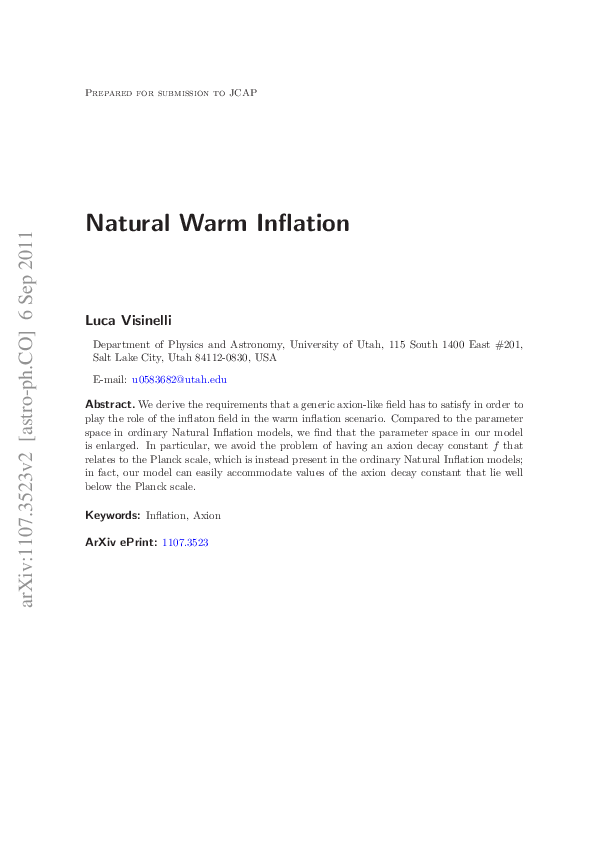 (PDF) Natural warm inflation