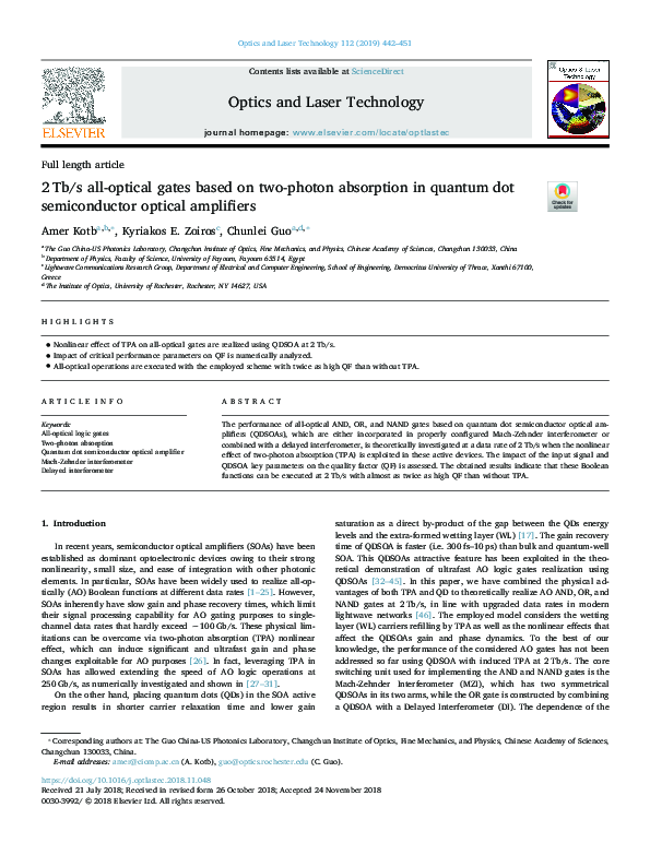 (PDF) 2 Tb/s all-optical gates based on two-photon absorption in ...