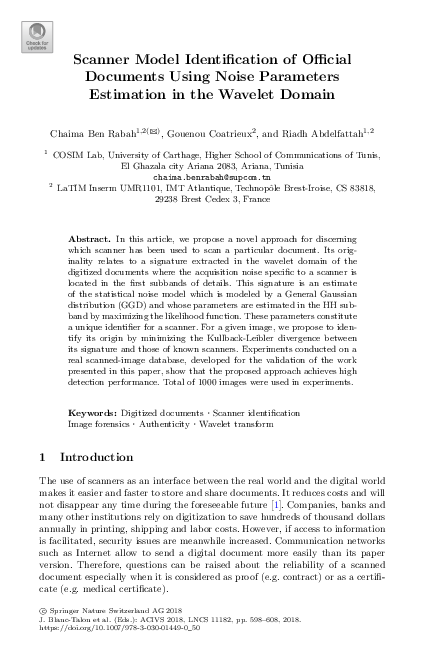 (PDF) Scanner Model Identification of Official Documents Using Noise ...