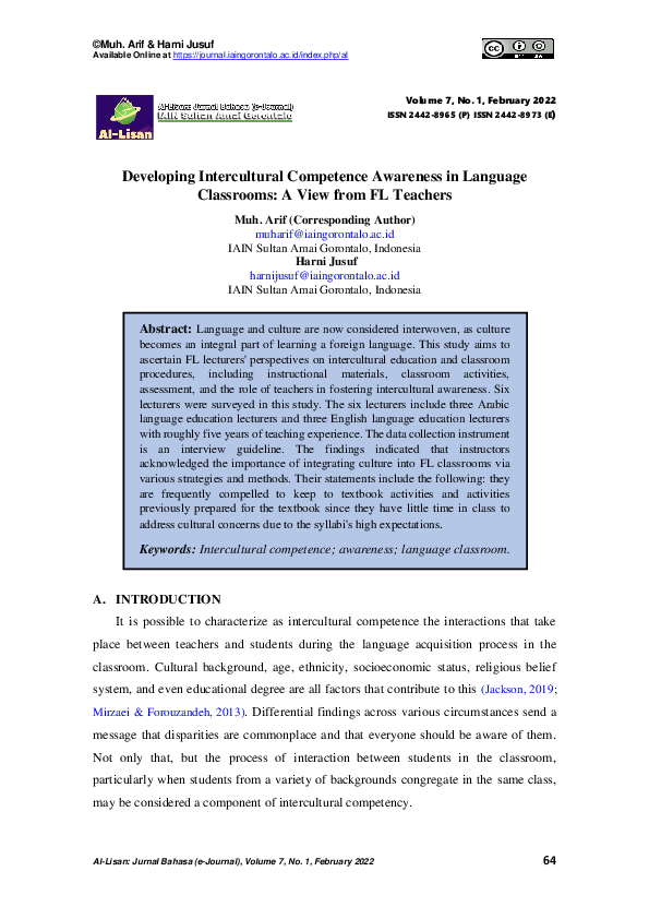 (PDF) Developing Intercultural Competence Awareness in Language ...