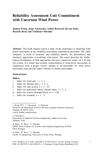 (PDF) Reliability Assessment Unit Commitment with Uncertain Wind Power