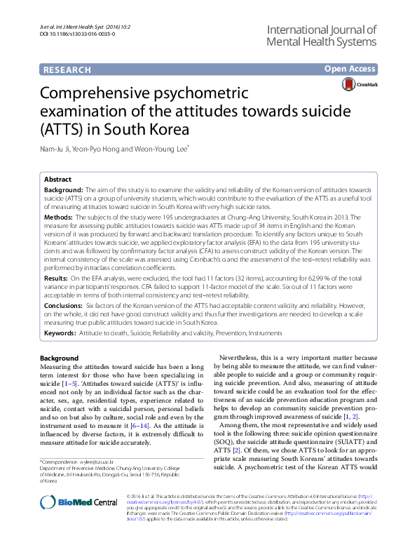 (PDF) Comprehensive psychometric examination of the attitudes towards ...