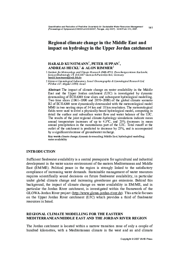 (PDF) Regional climate change in the Middle East and impact on ...