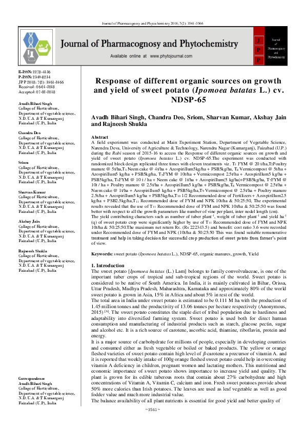 (PDF) Response of different organic sources on growth and yield of ...