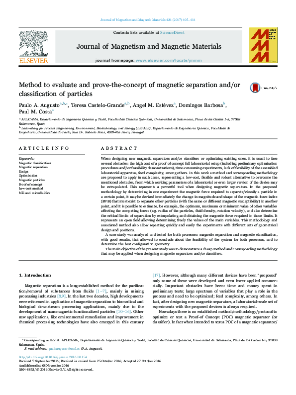 (PDF) Method to evaluate and prove-the-concept of magnetic separation ...