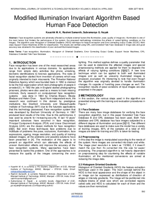 (PDF) Modified Illumination Invariant Algorithm Based Human Face Detection