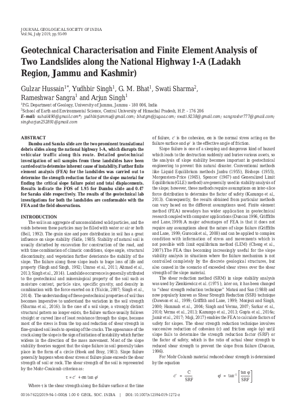(PDF) Geotechnical Characterisation and Finite Element Analysis of Two ...