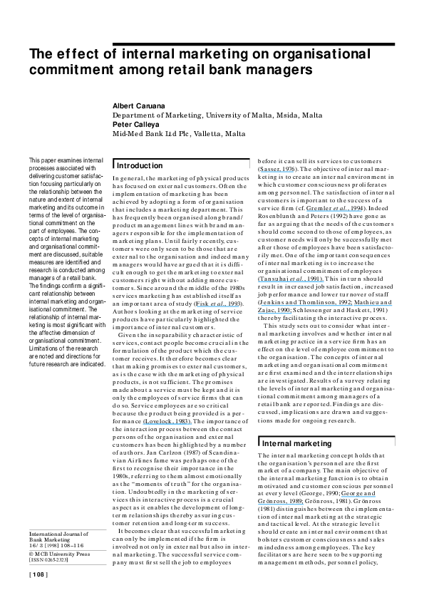 (PDF) The effect of internal marketing on organisational commitment ...