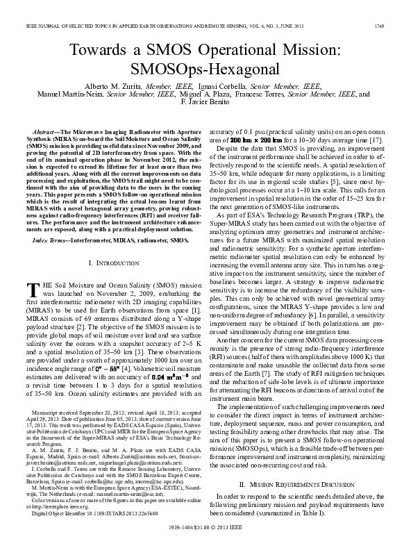 (PDF) Towards a SMOS Operational Mission: SMOSOps-Hexagonal