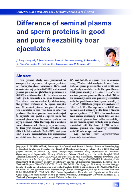 (PDF) Difference of seminal plasma and sperm proteins in good and poor ...