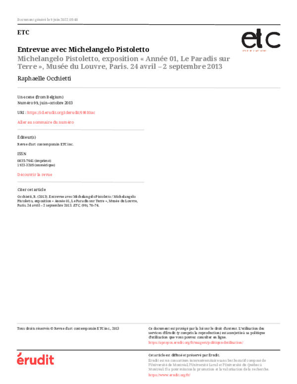 Entrevue Avec Michelangelo Pistoletto Michelangelo Pistoletto Exposition Annee 01 Le Paradis Sur Terre Musee Du Louvre Paris 24 Avril 2 Septembre 2013
