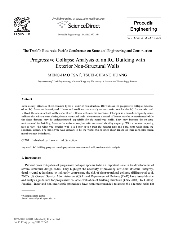 (PDF) Progressive Collapse Analysis of an RC Building with Exterior Non ...