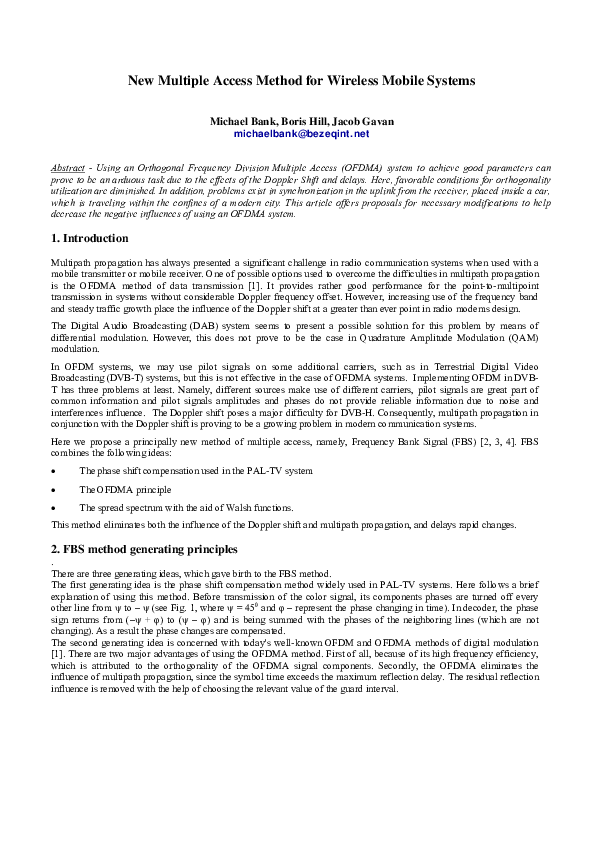 (PDF) New Multiple Access Method for Wireless Mobile Systems