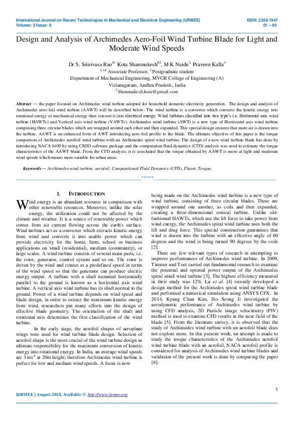 (PDF) Design and Analysis of Archimedes Aero-Foil Wind Turbine Blade ...