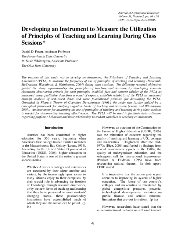 (PDF) Developing an Instrument to Measure the Utilization of Principles ...