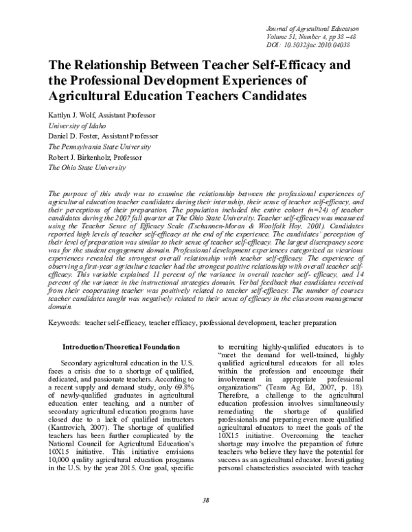 (PDF) The Relationship Between Teacher Self-Efficacy and the ...