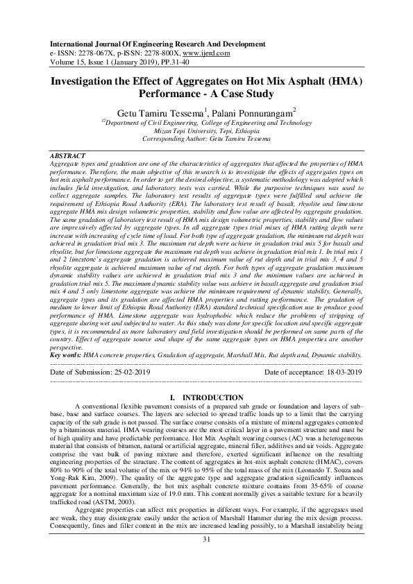 (PDF) Investigation the Effect of Aggregates on Hot Mix Asphalt ( HMA ...