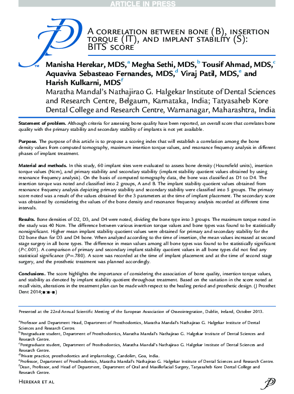 (PDF) A correlation between bone (B), insertion torque (IT), and ...
