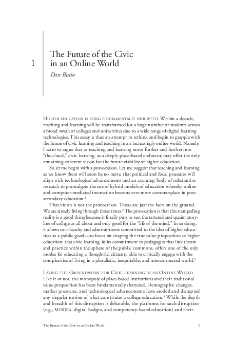 (PDF) The Future of the Civic in an Online World