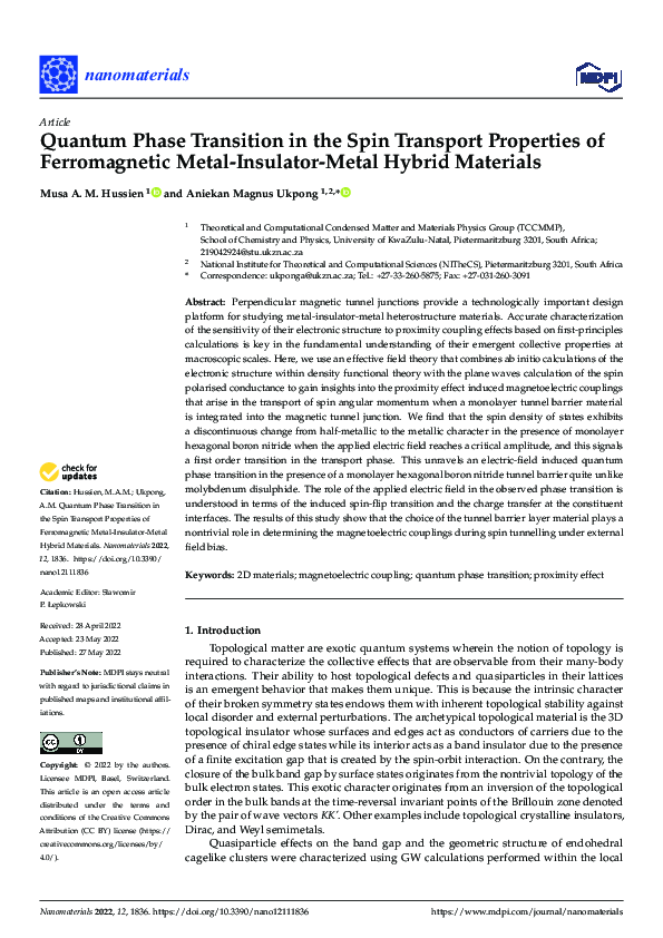(PDF) Quantum Phase Transition in the Spin Transport Properties of ...