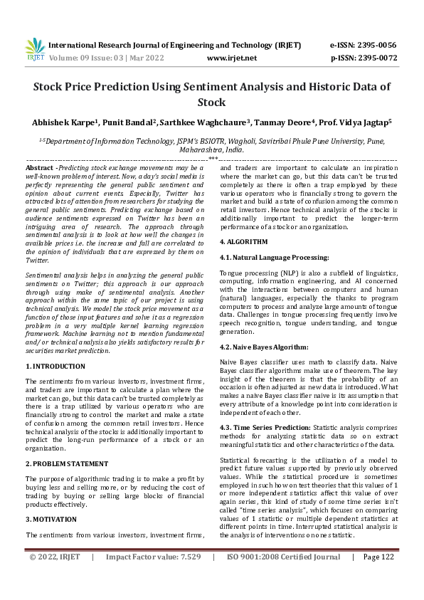 (PDF) Stock Price Prediction Using Sentiment Analysis and Historic Data ...
