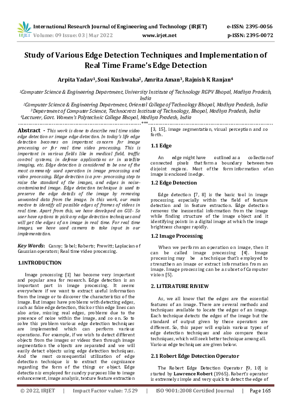 (PDF) Study of Various Edge Detection Techniques and Implementation of ...