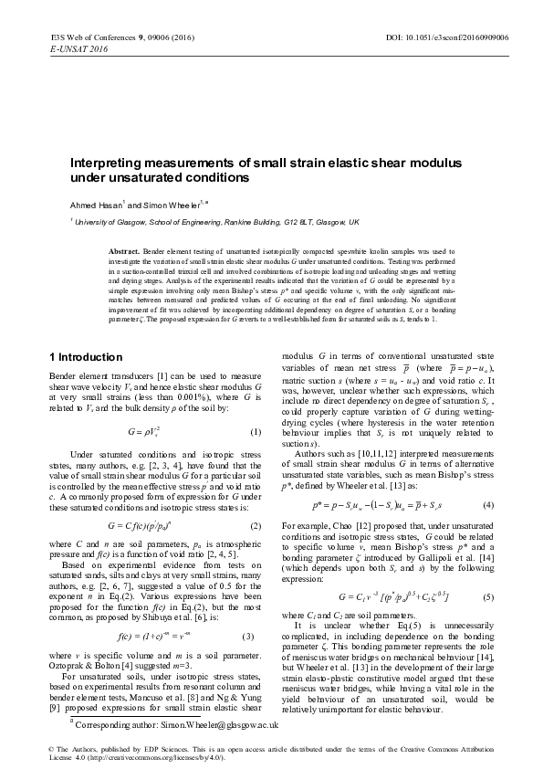 (PDF) Interpreting measurements of small strain elastic shear modulus ...