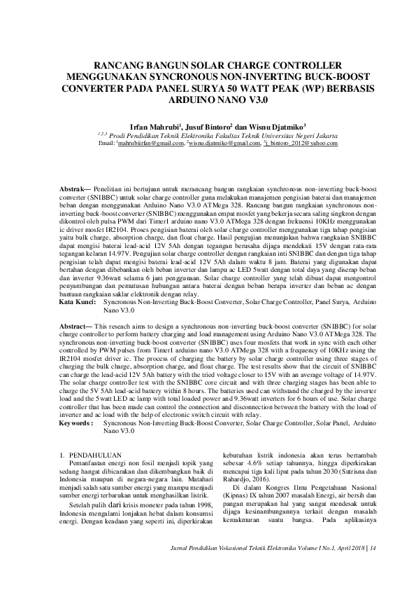 (PDF) Rancang Bangun Solar Charge Controller Menggunakan Syncronous Non