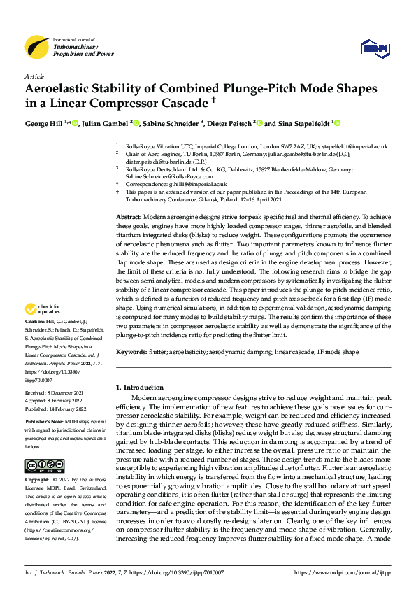(PDF) Aeroelastic Stability of Combined Plunge-Pitch Mode Shapes in a ...