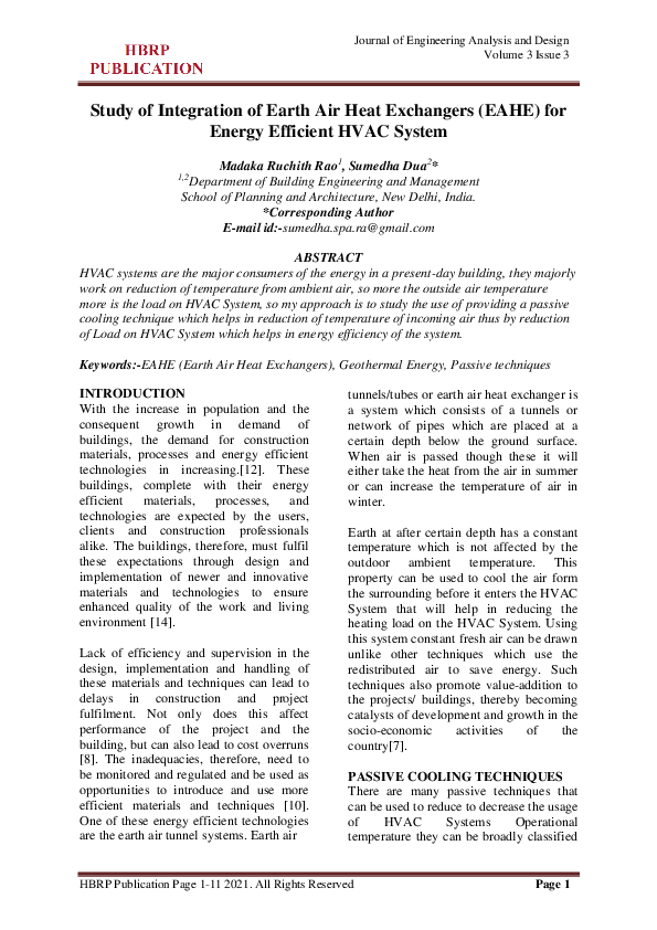 (PDF) Study of Integration of Earth Air Heat Exchangers (EAHE) for ...