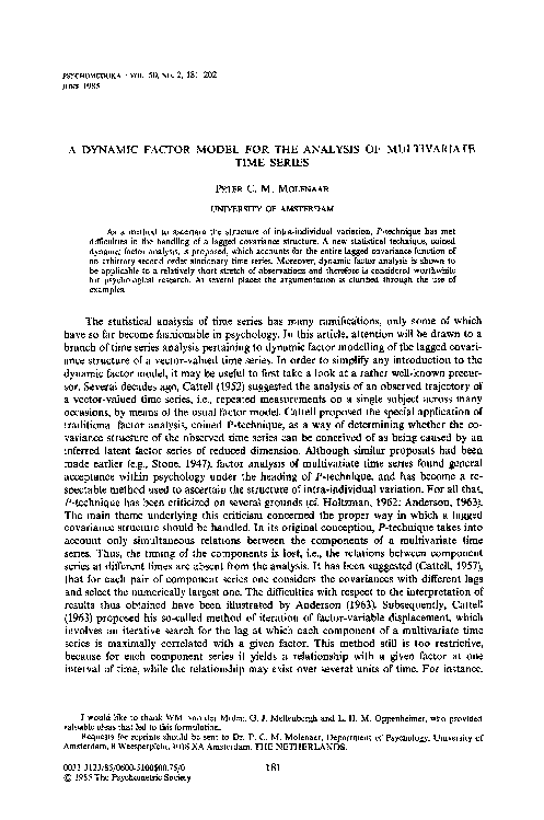 (PDF) A dynamic factor model for the analysis of multivariate time series