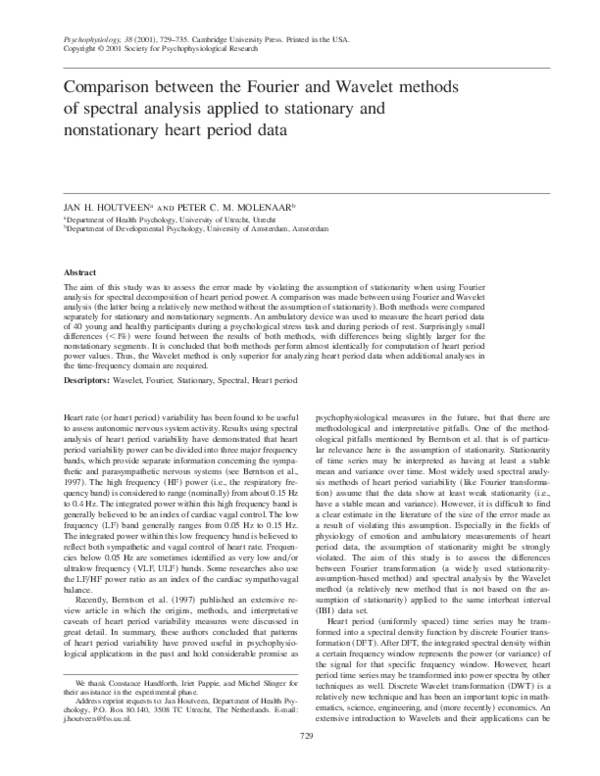 (PDF) Comparison between the Fourier and Wavelet methods of spectral ...