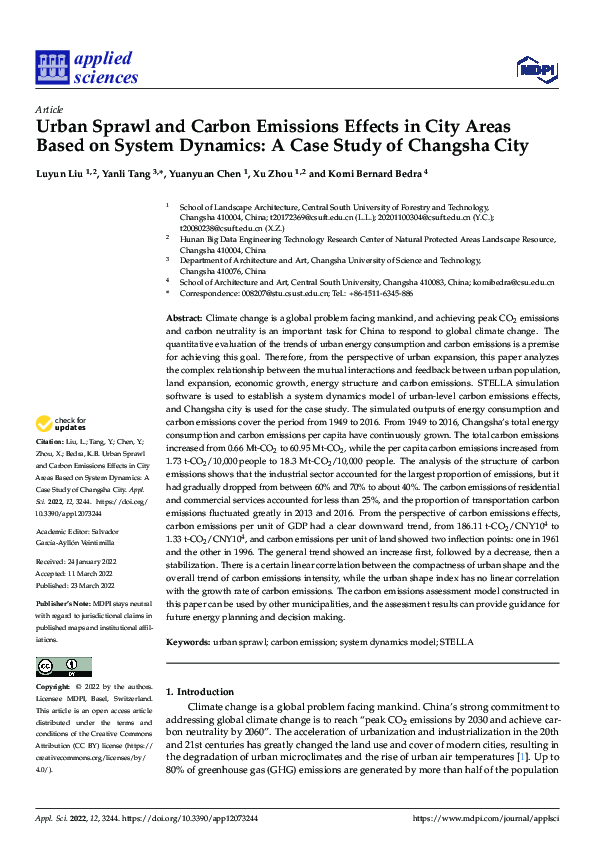 (PDF) Urban Sprawl and Carbon Emissions Effects in City Areas Based on ...